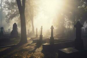 Matin à le cimetière, produire ai photo