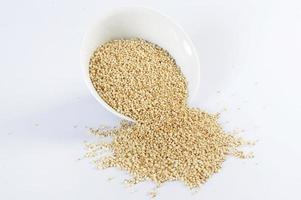 quinoa éclater sur fond blanc photo
