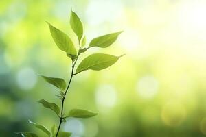 monde environnement journée concept, vert arbre feuilles sur flou arrière-plan, produire ai photo