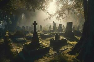 Matin à le cimetière, produire ai photo