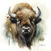 bison double exposition illustration, produire ai photo