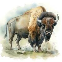 bison double exposition illustration, produire ai photo