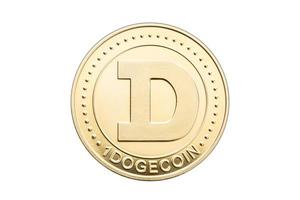 Pièce de dogecoin isolée sur fond blanc crypto-monnaie photo