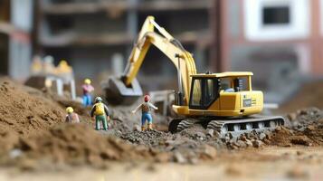 une miniature ouvriers travail sur contruction photo