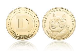 Pièce de dogecoin isolée sur fond blanc crypto-monnaie photo