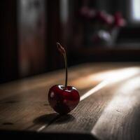 Cerise sur table ai généré photo