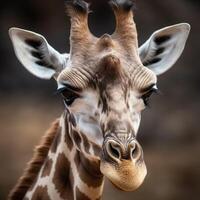 proche en haut portrait de girafe ai généré photo