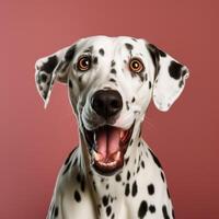 portrait de dalmatien chien avec surpris visage ai généré photo