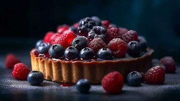 un Tarte avec brouiller Contexte photo