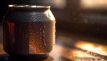 verre de du froid Bière avec mousseux mousse généré par ai photo