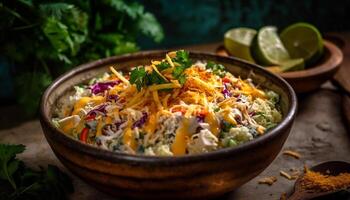 en bonne santé repas grillé du boeuf taco salade recette généré par ai photo