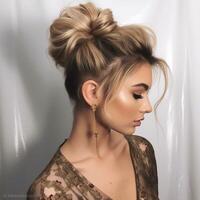 photo de le désordonné chignon ai généré