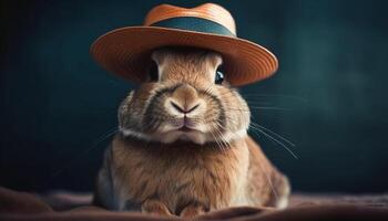 duveteux Jeune lapin posant pour adorable studio portrait généré par ai photo