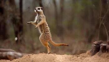 petit suricate permanent alerte, en train de regarder pour danger généré par ai photo