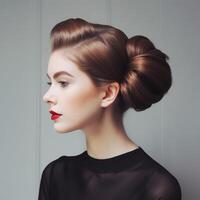 photo de sophistiqué chignon ai généré