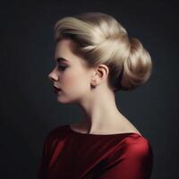 photo de sophistiqué chignon ai généré