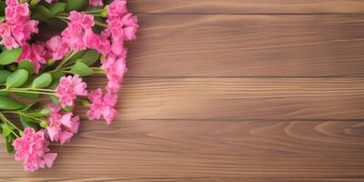 rose fleurs sur une en bois table ai généré photo