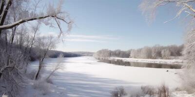 hiver paysage avec neigeux chemin ai généré photo