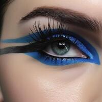 photo de vibrant bleu eye-liner ai généré