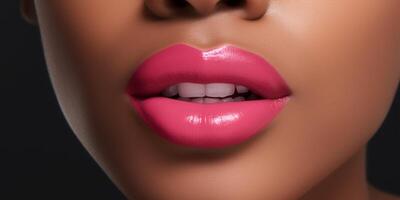 femmes lèvres avec différent couleurs rouge à lèvres ai généré photo
