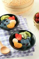 anmitsu Japonais sucré dessert avec gélose cantine gelée et fruit photo