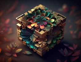 bismuth fleurs cubes hybride Contexte établi avec génératif ai La technologie photo