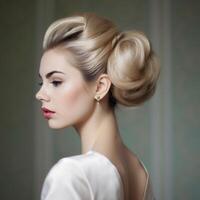 photo de sophistiqué chignon ai généré