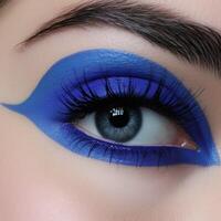 photo de vibrant bleu eye-liner ai généré