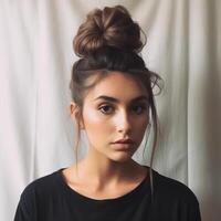 photo de désordonné chignon ai généré