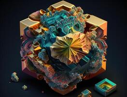 bismuth fleurs cubes hybride Contexte établi avec génératif ai La technologie photo