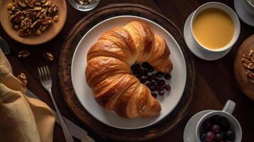 savoureux croissant. illustration ai génératif photo