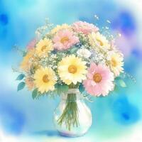 magnifique aquarelle bouquet. capricieux fleurit. une aquarelle bouquet de fleurs sauvages. génératif ai photo