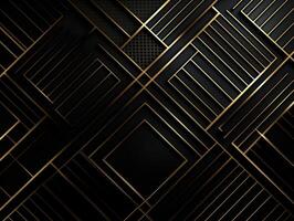 foncé noir mosaïque Contexte avec d'or lignes art déco luxe style texture établi avec génératif ai La technologie photo