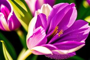 génératif ai art avec une magnifique tulipe fleurs. épanouissement splendeur. le enchanteur monde de tulipes. génératif ai photo