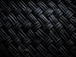 foncé noir abstrait tissé tapis texture. vannerie Contexte établi avec génératif ai La technologie photo