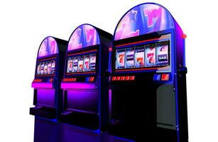 cinq bobines casino fente Machines 3d illustration photo
