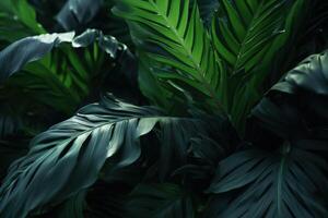 vert tropical feuilles Contexte. illustration ai génératif photo