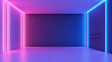 foncé pièce allumé en haut avec néon lumières, dans le style de conceptuel numérique art. illustration ai génératif photo