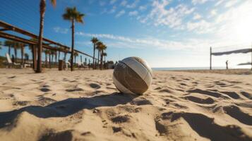 été plage volley-ball. illustration ai génératif photo