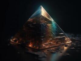 futuriste abstrait pyramide géométrique Contexte établi avec génératif ai La technologie photo