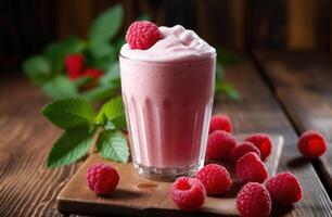 framboise smoothie. illustration ai génératif photo