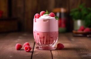 framboise smoothie. illustration ai génératif photo