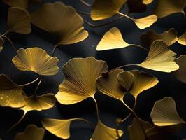 ginkgo biloba feuilles foncé Contexte établi avec génératif ai La technologie photo