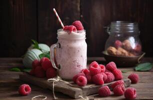 framboise smoothie. illustration ai génératif photo