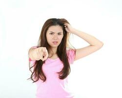 Jeune asiatique femme actif en bonne santé mode de vie expression mal cheveux journée photo