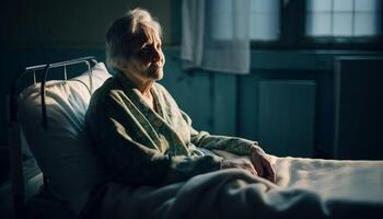 vieillissement homme repose avec inquiéter et tristesse généré par ai photo