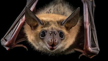 velu chauve souris regarde, effrayé, dans foncé nuit généré par ai photo