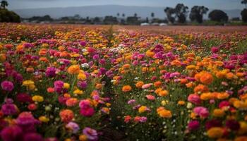 coloré fleur têtes fleur dans tranquille Prairie généré par ai photo