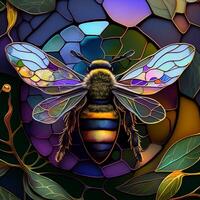 coloré verre abeille, ai génératif photo