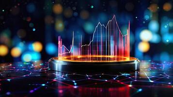 Stock échange marché graphique une analyse arrière-plan, affaires bougie bâton graphique graphique de Stock marché investissement commerce, flou concept, génératif ai illustration photo